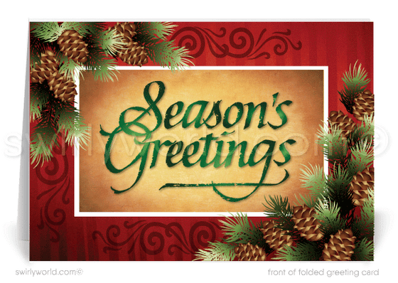 Traditional Business Season's Greetings Christmas Holiday Cards for Clients