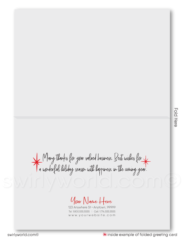 Contemporary Red Retro Modern Thank You Holiday Christmas Cards for Customers