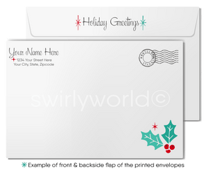 Retro Modern Whimsical Snowflakes and Starbursts Christmas Holiday Cards for Business