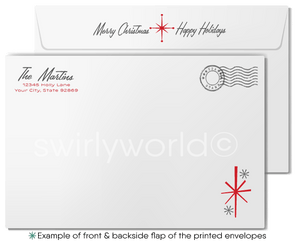 Vintage Mid-Century "Season's Greetings" Holiday Card - Retro 1960s Atomic Santa with Geometric Design