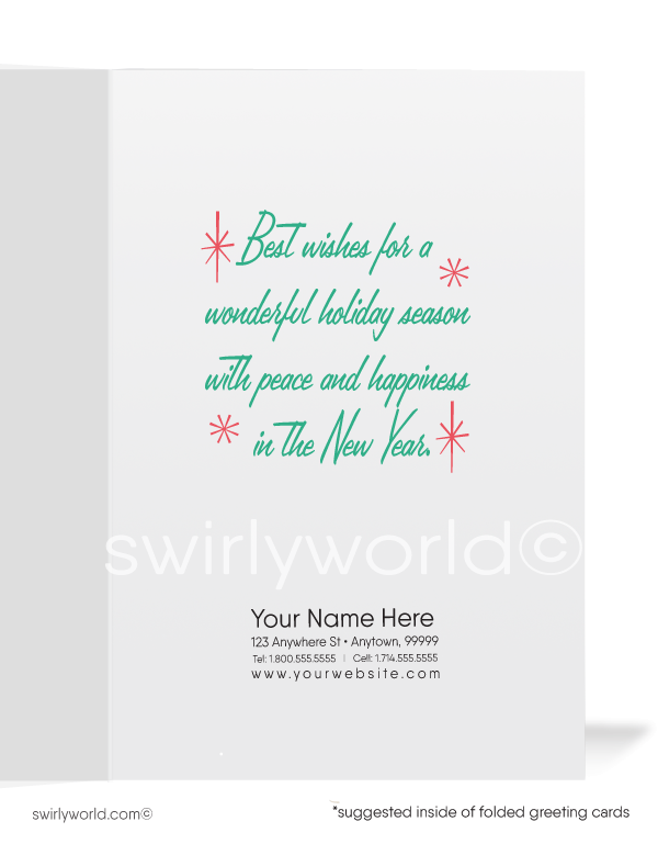 1960s pink and aqua blue Scandinavian retro Christmas ornaments MCM atomic mid-century modern holiday cards.