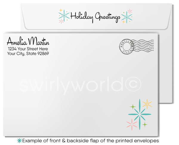 1950s-60s Atomic Mid-Century Modern Scandinavian Style Christmas Holiday Card
