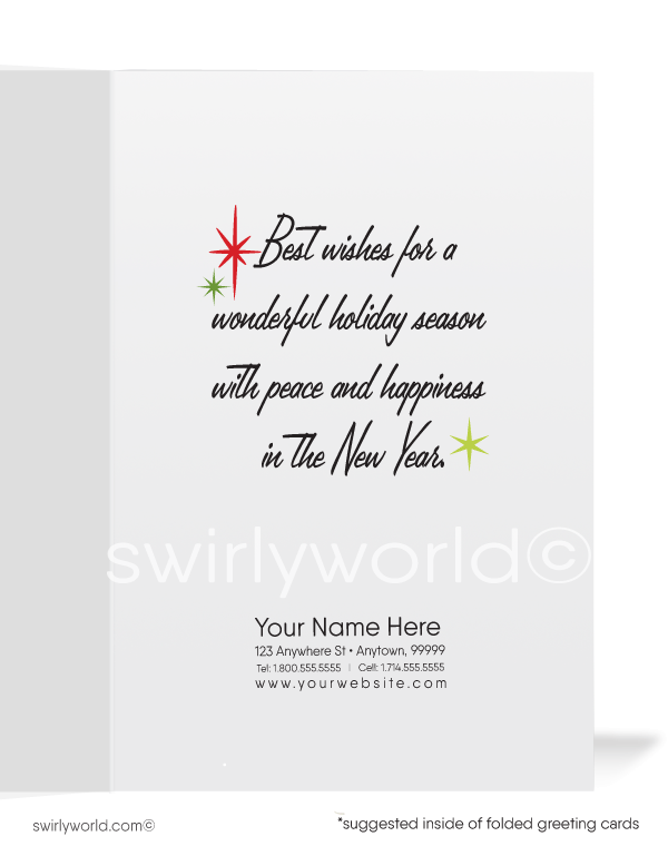 Retro Modern Vintage Merry Christmas Business Holiday Greeting Cards for Clients