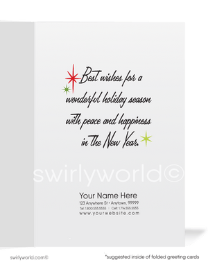 Retro Modern Vintage Merry Christmas Business Holiday Greeting Cards for Clients
