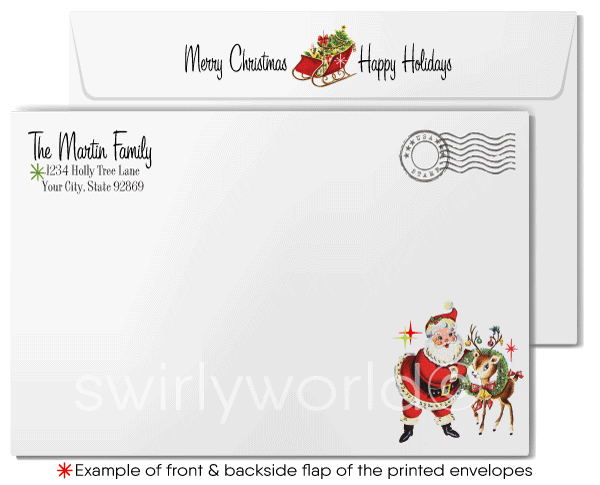 Retro Modern Vintage Merry Christmas Business Holiday Greeting Cards for Clients