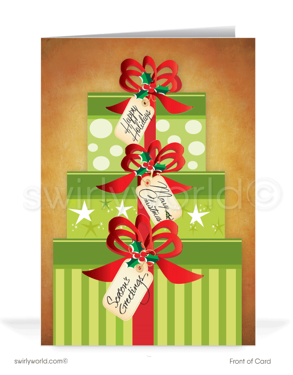 Retro Modern Vintage Merry Christmas Business Holiday Greeting Cards for Clients