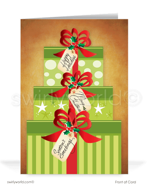 Retro Modern Vintage Merry Christmas Business Holiday Greeting Cards for Clients