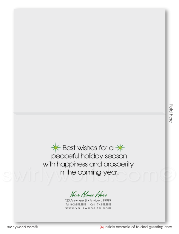 Contemporary Modern Season's Greetings Trees Holiday Cards for Customers