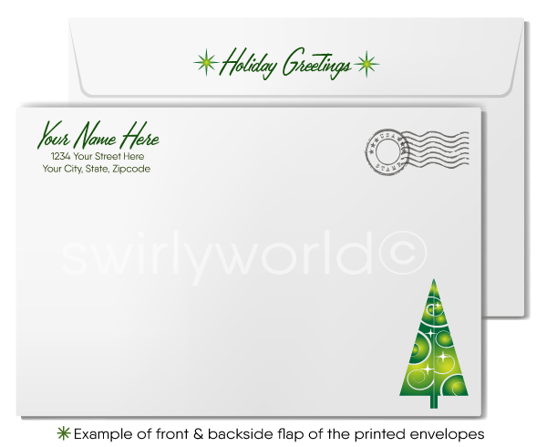 Contemporary Modern Season's Greetings Trees Holiday Cards for Customers