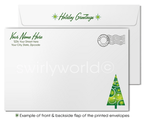 Contemporary Modern Season's Greetings Trees Holiday Cards for Customers