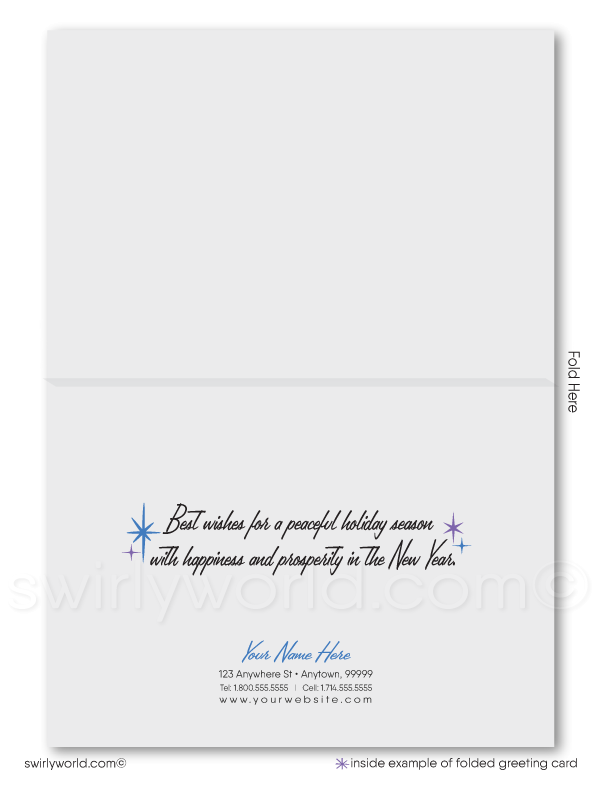 Holiday greeting card with two deer in a forest under a starry sky, featuring the text 'Holiday Greetings'.