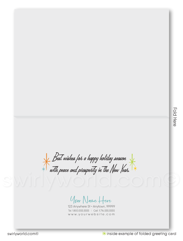 Retro Mid-Century Style Season's Greetings Snow-scene Winter Happy Holiday Cards