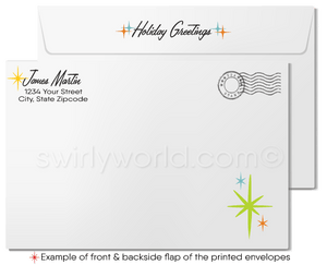 Retro Mid-Century Style Season's Greetings Snow-scene Winter Happy Holiday Cards