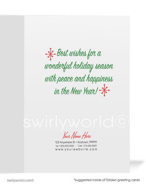 Vintage 1950s Santa Christmas Card – Retro Reindeer Scene with Customizable Holiday Greeting