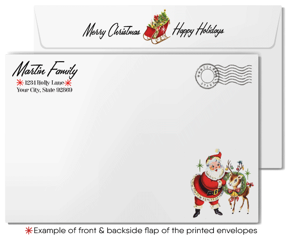 1950s Atomic Mod Mid Century Modern Vintage Santa Holiday Cards