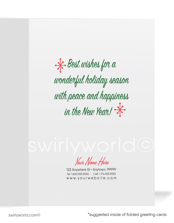 1950's atomic retro mid-century modern vintage Santa Claus Christmas holiday card.