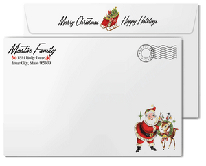 1950s Atomic Mid Century Modern Vintage Santa Claus Christmas Holiday Cards