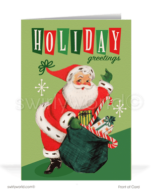 1950's atomic retro mid-century modern vintage Santa Claus Christmas holiday card.