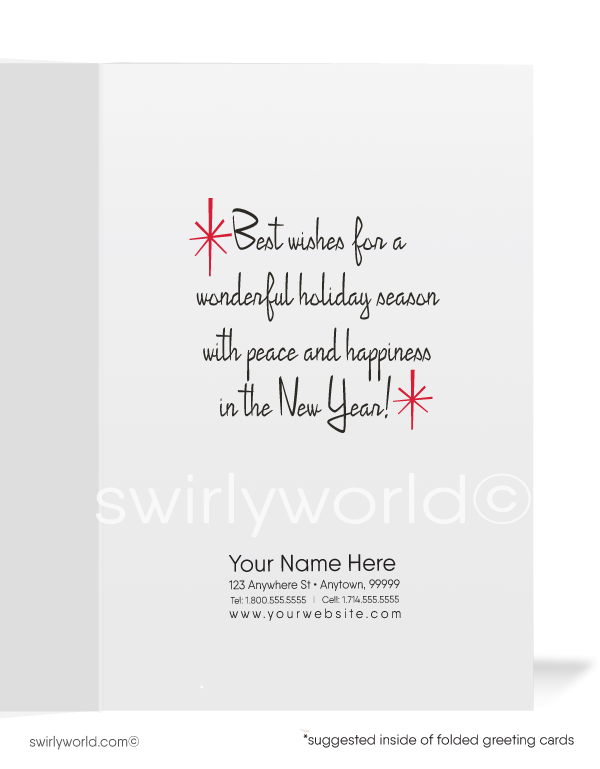 1950's Atomic Mid Century Modern Vintage Santa Claus Holiday Cards