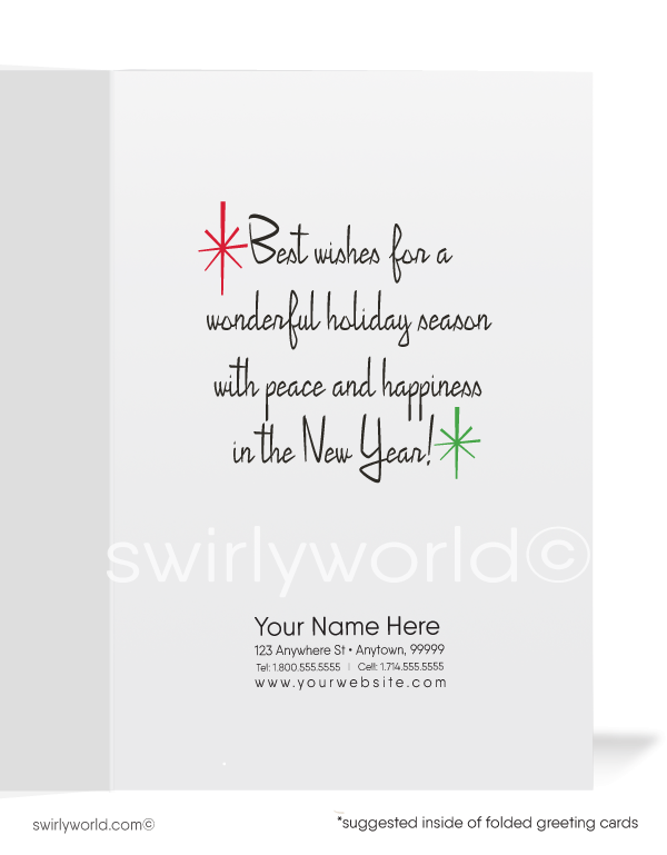 1950's atomic retro mid-century modern old-fashioned Santa Claus Christmas holiday card.