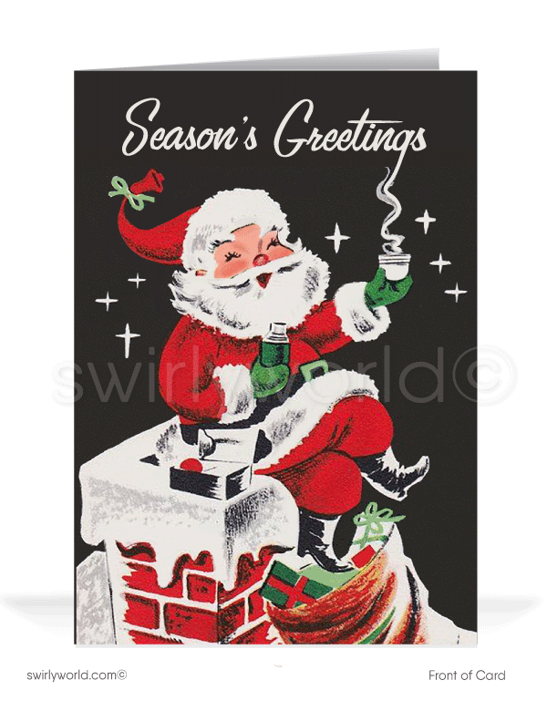 1950's atomic retro mid-century modern Santa Claus Christmas holiday card.