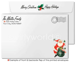 1950's Mid-Century Modern Vintage Old Fashioned Santa and Reindeer Christmas Cards