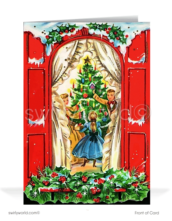1920's Art Deco Vintage Victorian Old Fashioned Family Retro Christmas Cards