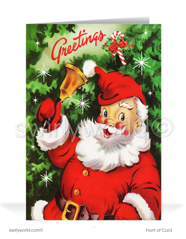 1950's atomic retro mid-century modern Santa Claus Christmas holiday card.