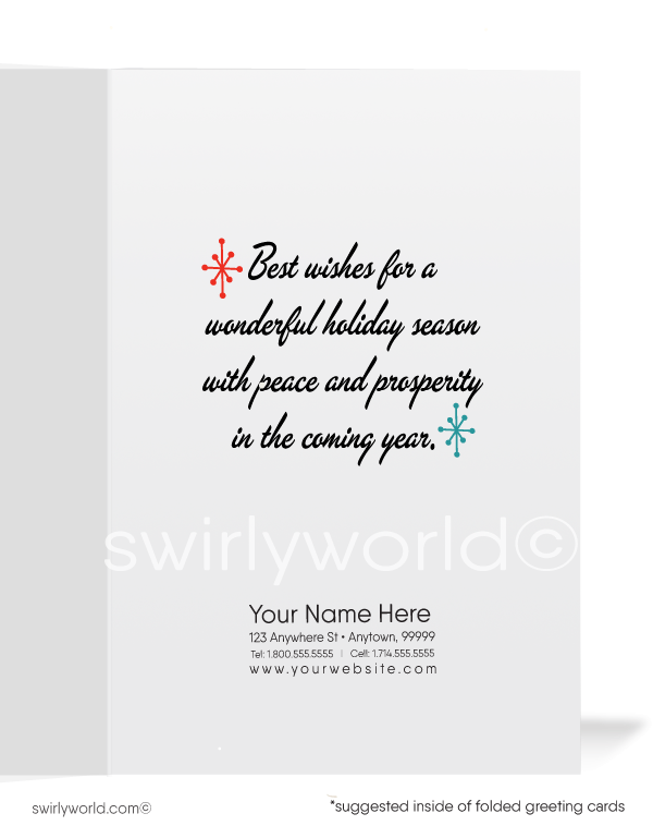 Retro 1950's style mid-century modern Christmas Painter Contractor holiday greeting cards