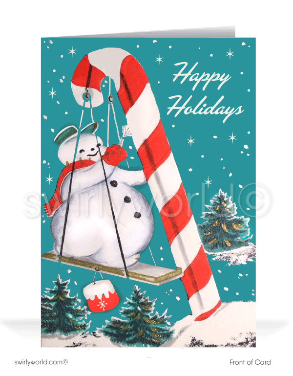 Retro 1950's style mid-century modern Christmas Painter Contractor holiday greeting cards