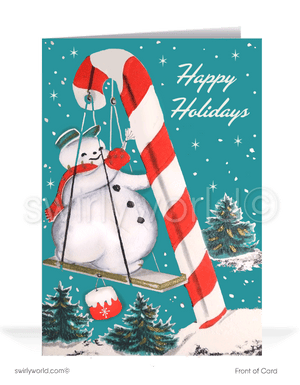 Retro 1950's style mid-century modern Christmas Painter Contractor holiday greeting cards