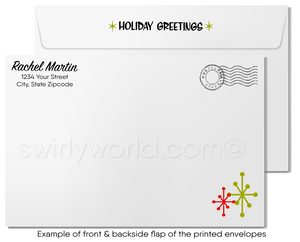 Retro Mid-Century Modern Christmas Neighborhood House Holiday Cards