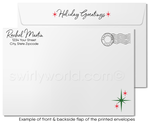 Retro Modern Whimsical Home Interior MCM Holiday Cards for Real Estate Agents