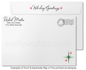 Retro Modern Whimsical Home Interior MCM Holiday Cards for Real Estate Agents