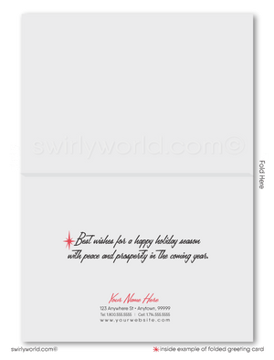 Retro Mid-Century Modern 1960s Style Vintage Santa Claus Christmas Holiday Cards