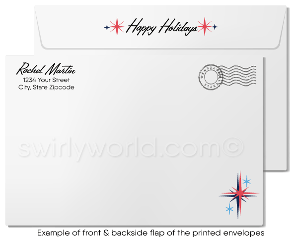 Retro Mid-Century Modern 1960s Style Vintage Santa Claus Christmas Holiday Cards