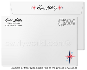 Retro Mid-Century Modern 1960s Style Vintage Santa Claus Christmas Holiday Cards