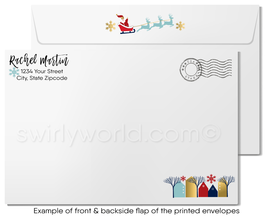 Modern Whimsical Neighborhood Homes Holiday Cards for Real Estate Agents