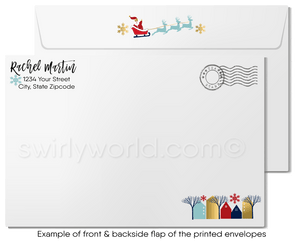 Modern Whimsical Neighborhood Homes Holiday Cards for Real Estate Agents