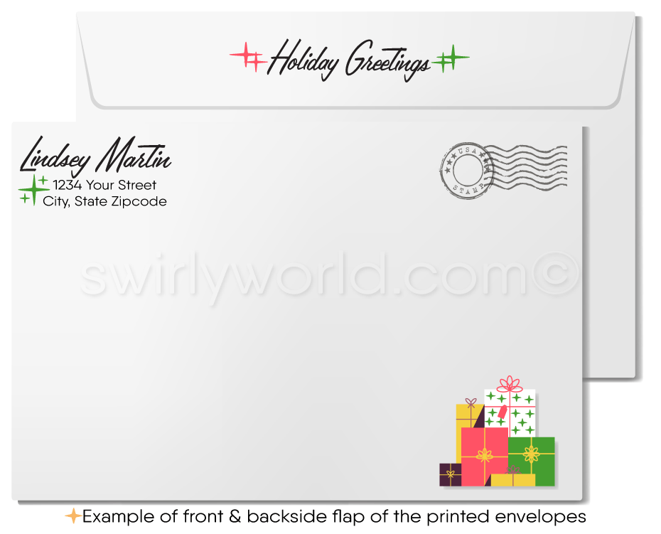 Retro Modern Contemporary Tree of Houses Christmas Realtor Holiday Cards