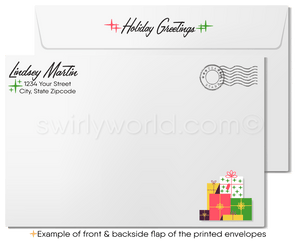 Retro Modern Contemporary Tree of Houses Christmas Realtor Holiday Cards