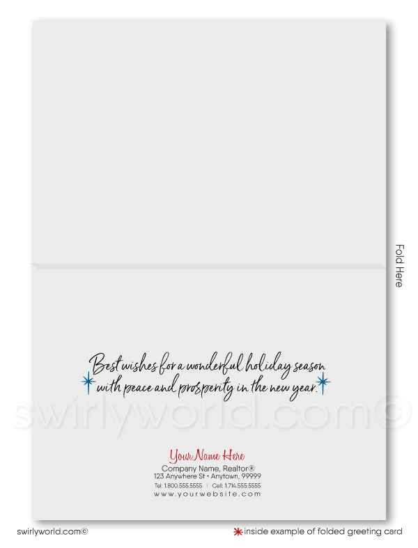  Whimsical modern neighborhood houses holiday cards for Realtors and Real Estate Agents.