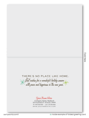 Mid-Century Retro Modern Home Interior Realtor Holiday Christmas Cards