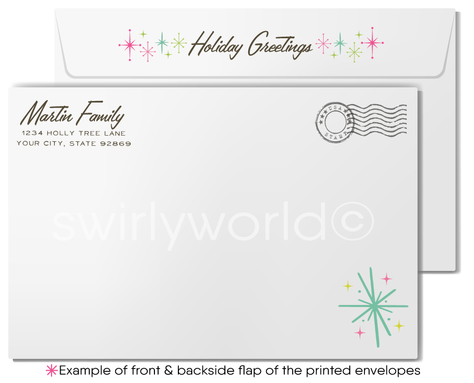 Home for the Holidays Retro 1950's Neighborhood Real Estate Christmas Realtor Holiday Cards