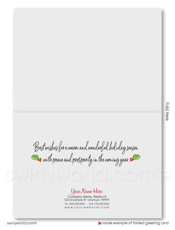 Beautifully Decorated Holiday House Front Porch Real Estate Christmas Realtor Holiday Cards.