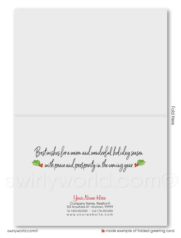 Beautifully Decorated Holiday House Front Porch Real Estate Christmas Realtor Holiday Cards.