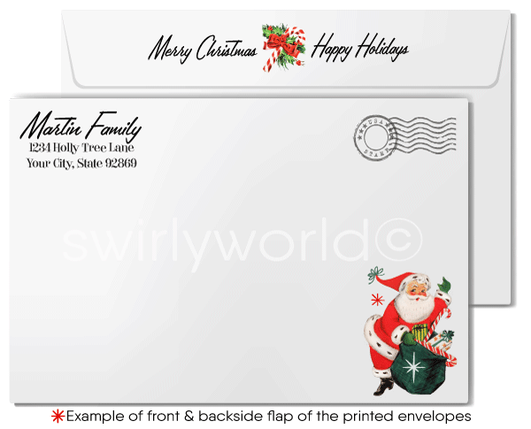 Retro 1950s Atomic Ranch Christmas Card - Vintage Santa Claus Design, Customizable Holiday Greeting