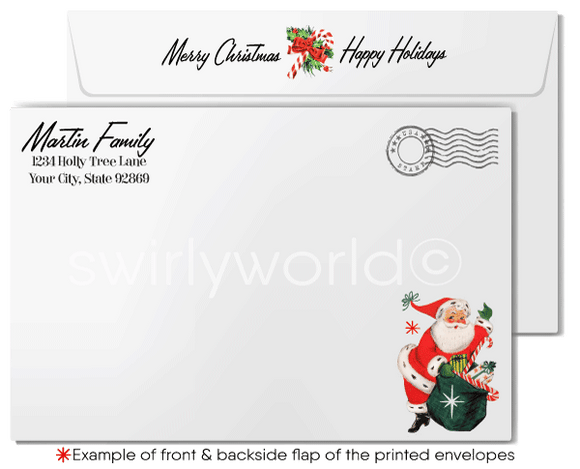 1950s atomic ranch vintage retro home at Christmas with retro Santa Claus.