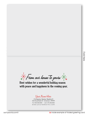 Retro 1950s Atomic Ranch Christmas Card - Vintage Santa Claus Design, Customizable Holiday Greeting