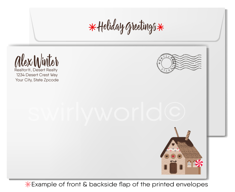 Ginger Bread House Neighborhood Happy Holidays Christmas Cards for Realtors® 